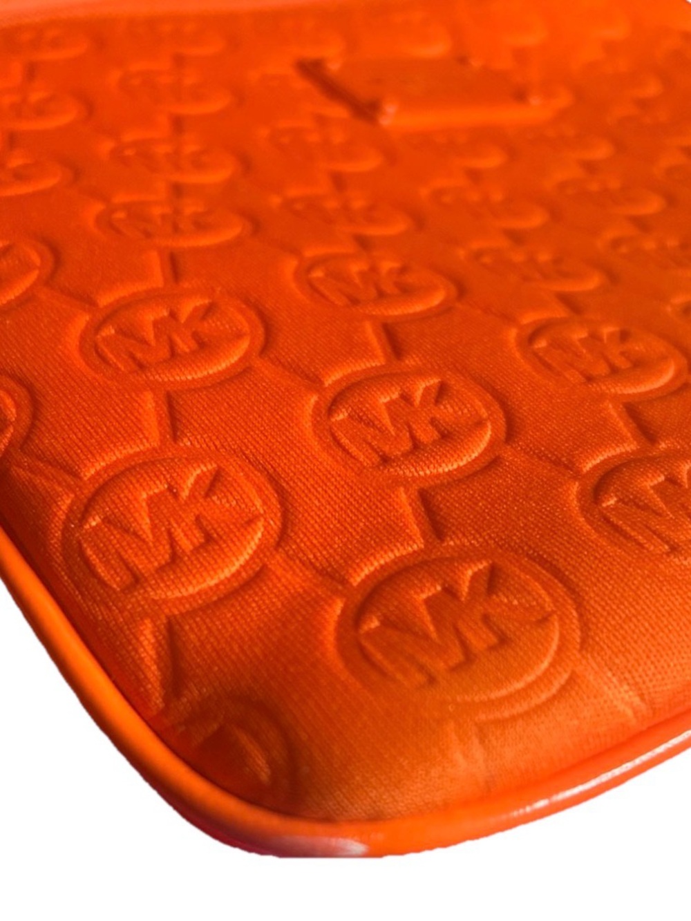 Michael Kors Orange Embossed MK Logo Crossbody - Picture 4 of 10